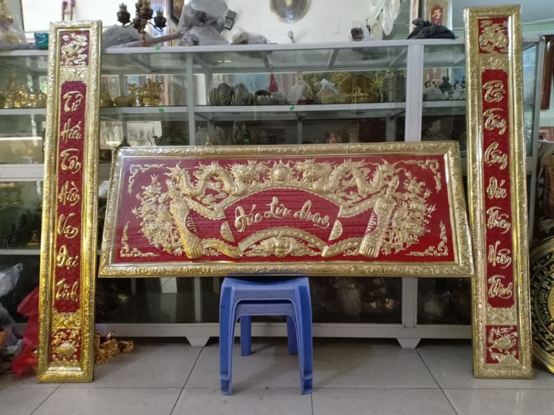 Mẫu hoành phi câu đối bằng đồng HH-0029